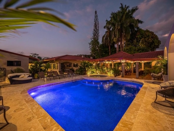 The swimming pool area in Jaco, Costa Rica.